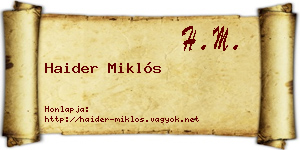 Haider Miklós névjegykártya